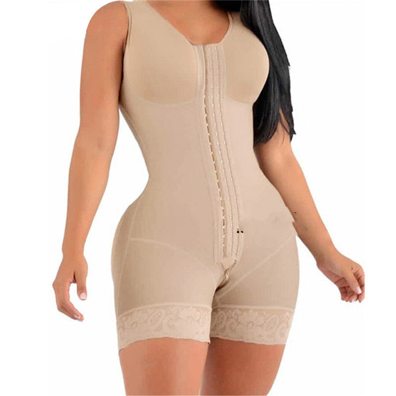 Belly Shaping Jumpsuit Crotch Zipper Three Breasted Corset Women