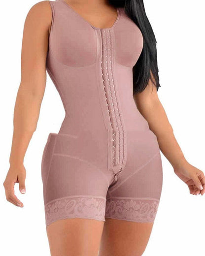 Belly Shaping Jumpsuit Crotch Zipper Three Breasted Corset Women