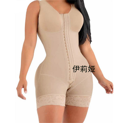 Belly Shaping Jumpsuit Crotch Zipper Three Breasted Corset Women